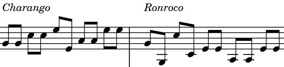 Accordatura Ronroco e charango comparazione